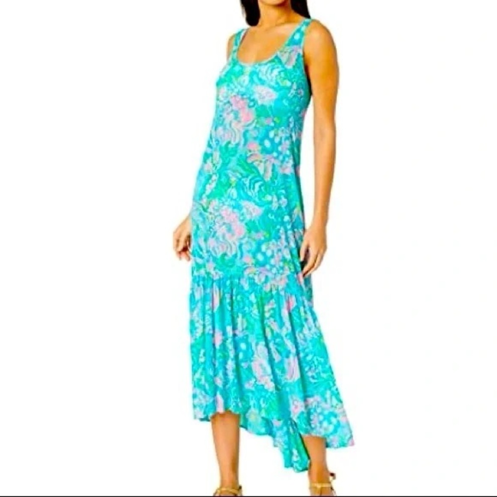 NWT Lilly Pulitzer Camellia Cover Up in Aqua La Vista Blue Ibiza - Picture 4 of 8